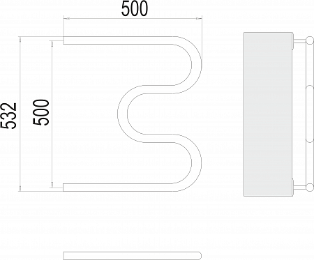 М-обр AISI 32х2 500х500 Полотенцесушитель  TERMINUS Магнитогорск - фото 3