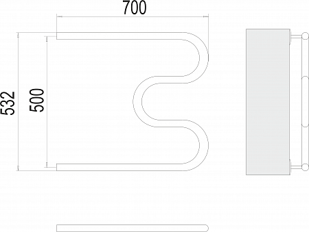 М-обр AISI 32х2 500х700 Полотенцесушитель  TERMINUS Магнитогорск - фото 3