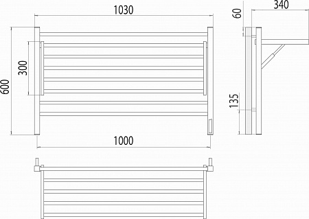 Горизонт П8 1000х600 электро КС ЧЕРНЫЙ МУАР (sensor quick touch) Полотенцесушитель TERMINUS Магнитогорск - фото 5